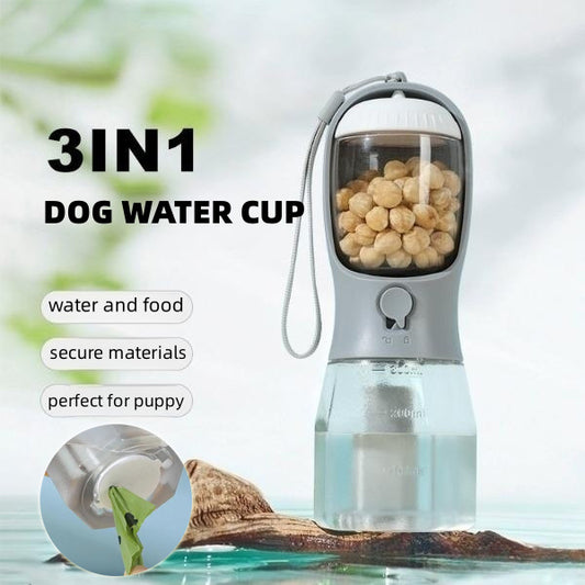 Portable Multi-functional 3-in-1 Pet Cup: Water, Food, Garbage Bag