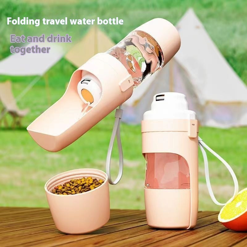 2-in-1 Travel Dog Water Bottle & Feeder for Outdoors